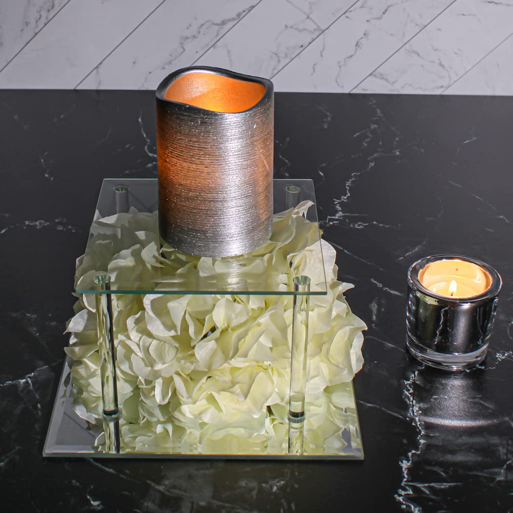 Richland Metallic Wavy Top LED Pillar Candle (36, Silver) - Image 3