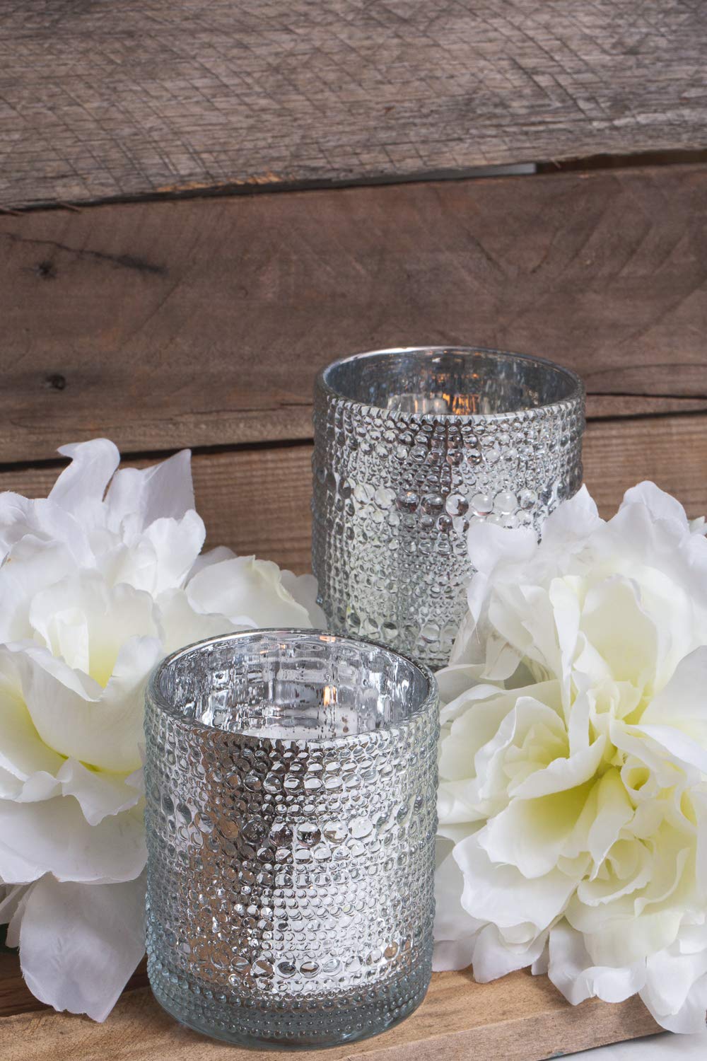 Richland Pearly Candle Holders Mercury Small Silver Set of 6 - Image 3